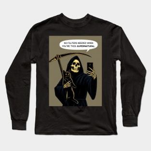 Grim Reaper selfie supernatural Long Sleeve T-Shirt